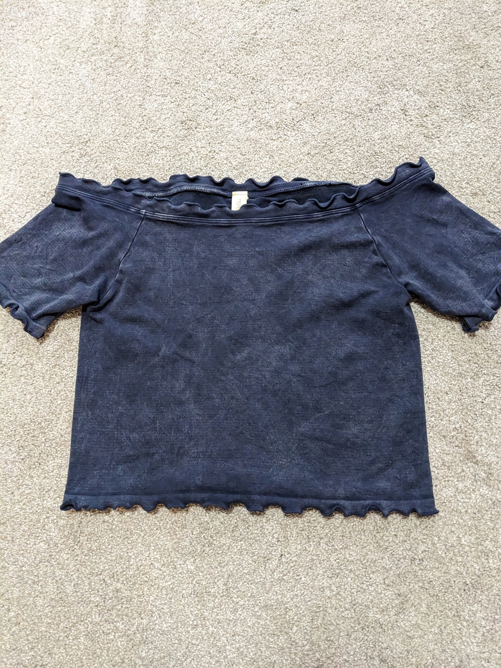 Nikibiki Off-the-Shoulder Ruffle Crop Top - Dark Blue